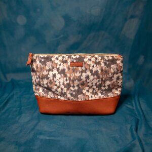 Lucky Brand Floral Makeup Bag with Faux Leather Base
